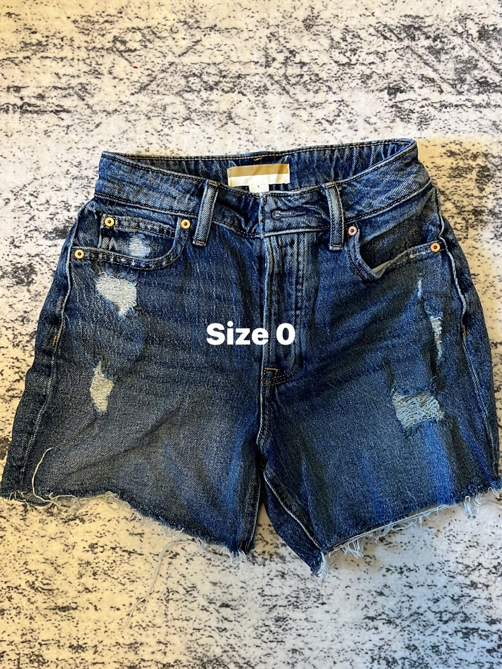 Maurices Distressed Dark Blue Denim Cutoff Shorts